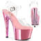 Босоніжки Pleaser Sky-308CHRS на підборах 7 дюймів, з ремінцем на щиколотці 2 3/4 дюйма, прозорі/рожеві хромовані стрази