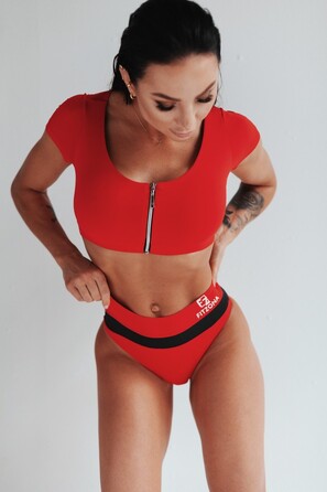 Купальні трусики RED SWIMSUIT PANTS WITH WHITE DETAIL