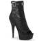 Чоботи Pleaser Delight-600-27LC *6-дюймовий каблук, 1 3/4-дюймові черевики з відкритим носком та ремінцями, блискавка ззаду, чорні, веганська шкіра/чорний
