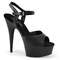 Босоножки Pleaser Delight-609, каблук 15 см, ремешок на щиколотке шириной 3,5 см, чёрная искусственная кожа/чёрный