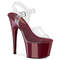 Босоніжки Pleaser Adore-708 на підборах 7 дюймів, з ремінцем на щиколотці 2 3/4 дюйма, прозорі/бордові