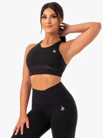 Топ Ryderwear Amazon Mesh Sports Bra - Black Leopard