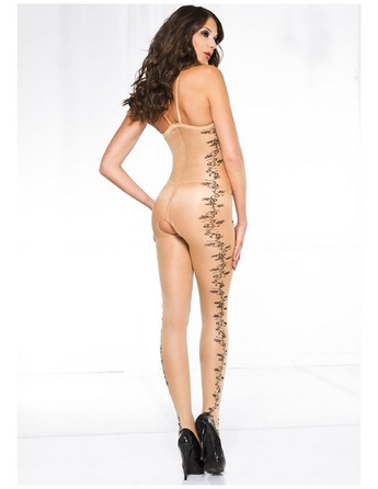 Сексуальний комбінезон з квітковим візерунком Music Legs бежевий, S/L