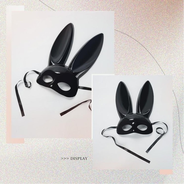 Маска кролика Roomfun на завязках, черная