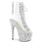 Чоботи Pleaser Bejeweled-1016C-2-7 *7 дюймів на підборах, 2 3/4 дюйма з відкритим носком/підбором, зі шнурівкою та рельєфним ремінцем, прозорі/сріблясті