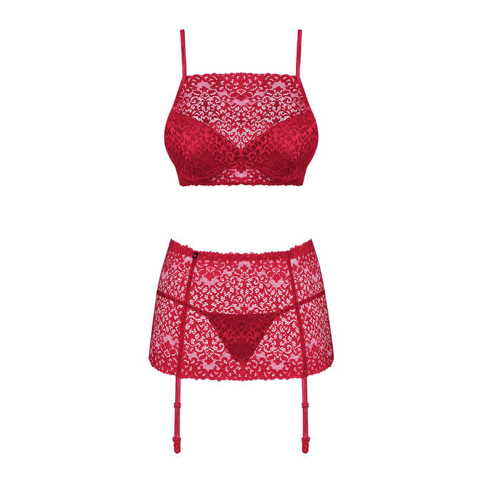 Комплект Obsessive Lividia 3 pcs set red S/M