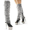 Сапоги Pleaser Bejeweled-3019RSF-7, каблук 7 дюймов, PF 6,5 см, открытый носок и пятка, молния сбоку, чёрная искусственная кожа/серебро