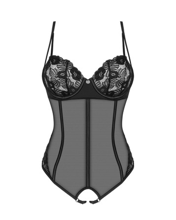 Боди с открытым доступом Serena Love crotchless teddy, черный, XS/S