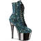 Чоботи Pleaser Adore-1020CHRS *7-дюймовий каблук, 2 3/4-дюймові черевики до щиколотки PF RS з прикрасою, бічна блискавка, бірюзово-сірі