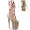 Чоботи Pleaser Flamingo-1054DC *8-дюймовий каблук, 4-дюймові PF двоколірні черевики на шнурівці до середини ікри, блискавка збоку, рум'яно-коричневі