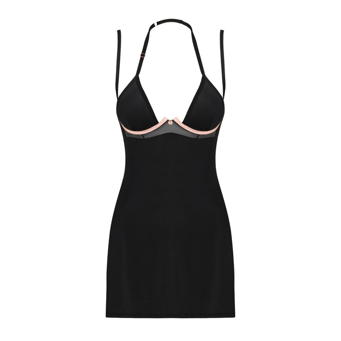 Комплект Пеньюар и Стринги Obsessive Selinne chemise & thong XS/S (черный)