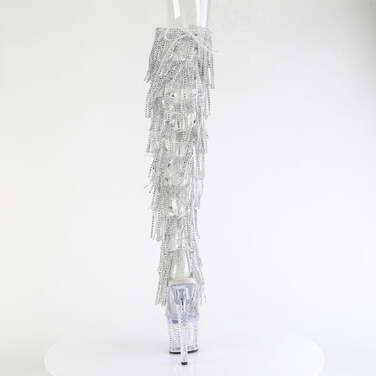 Сапоги Spectator-3019C-RSF. Каблук 7 дюймов, высота ботинок 7 дюймов, текстурированный PF-материал, молния сбоку, прозрачный/серебристый.