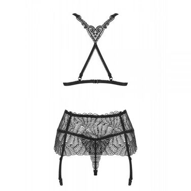 Комплект Obsessive Chiccanta 3 pcs set black L/XL