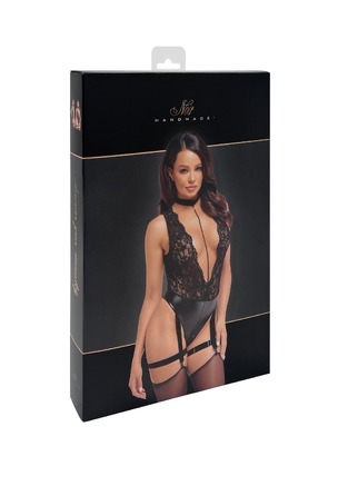 Боди сексуальное с глубоким декольте Noir Handmade Libido F297 черное, размер М