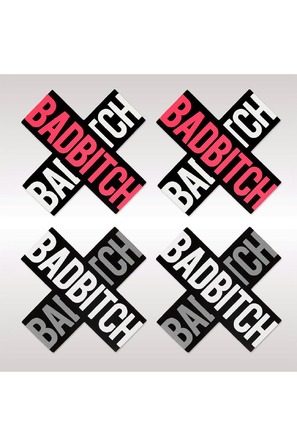 Пестисы Peekaboos черные с белой и красной надписью 'ВАD ВІТСН' 2 пары