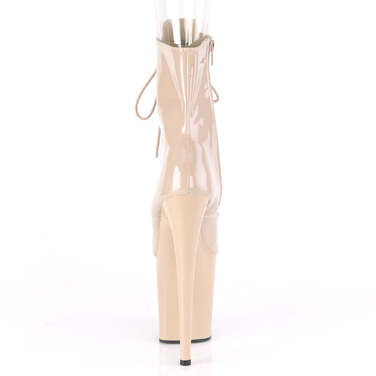 Чоботи Flamingo-1021 на підборах 8 дюймів, черевики на шнурівці з відкритим носком 4 дюйми, з блискавкою збоку, бежевого кольору