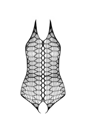 Боди BS087 в крупную сетку и с открытой спиной, черный