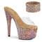 Шлепанцы Pleaser Bejeweled-712RS, каблук 7 дюймов, 2 3/4 дюйма, декорированный манжет на щиколотке, с манжетой, прозрачное/розовое золото