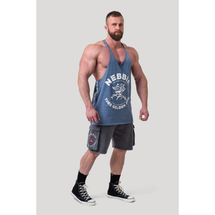 Майка Nebbia Washed Muscle Back Stringer GOLDEN AGE Blue 791