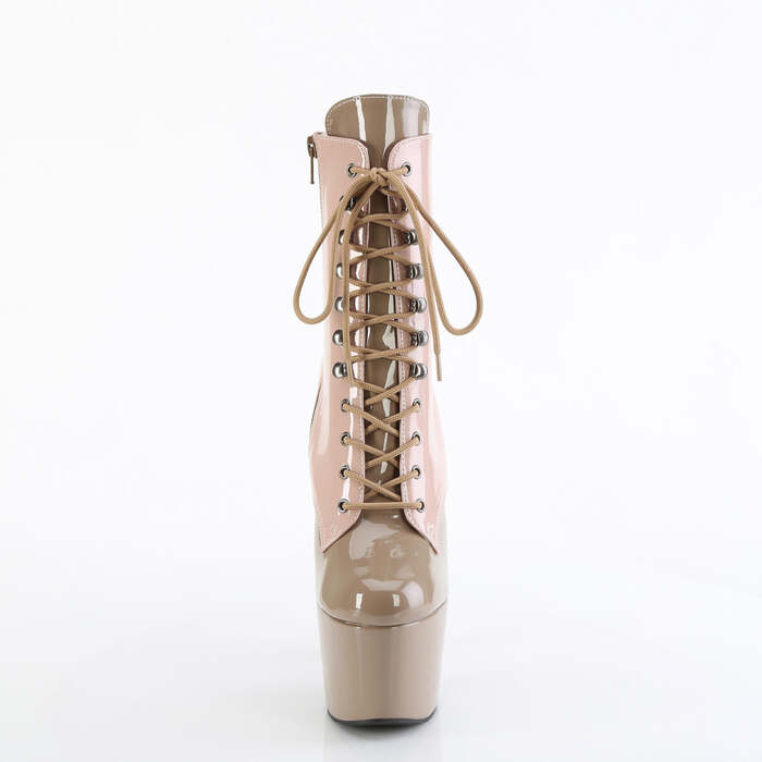 Ботинки Adore-1020DC *Каблук 7 дюймов, высота 2 3/4 дюйма, двухцветные ботильоны со шнуровкой, молния сбоку, бежевый/бежевый