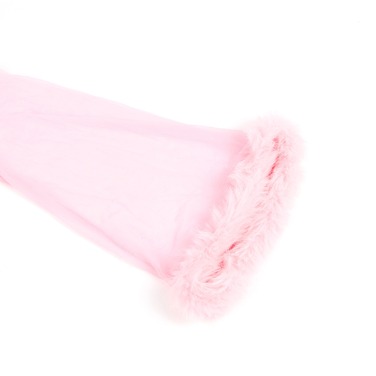 Халатик напівпрозорий Star Night з імітацією хутра та поясом, рожевий, M-L