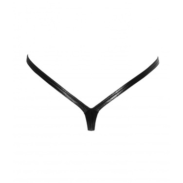 Сексуальные виниловые стринги со змеиным тиснением L P009 Noir Handmade, черные