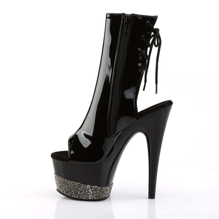 Чоботи Adore-1018-3 на підборах 7 дюймів, чоботи до щиколотки 2 3/4 дюйма з відкритим носком/п'ятою PF, чорні