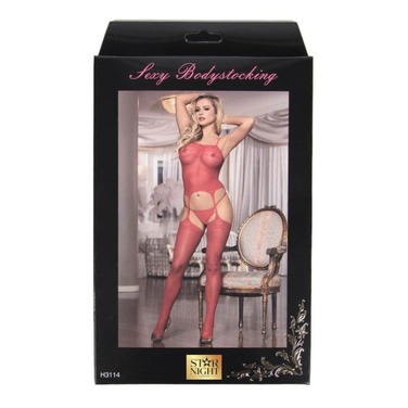 Бодістокінг у сіточку з імітацією панчох Star Night чорний XS-M