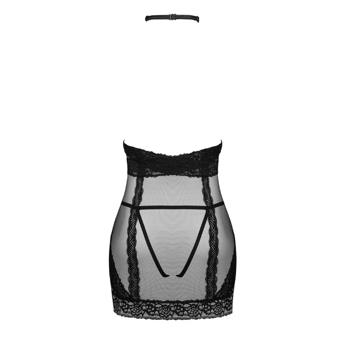 Сорочка с открытой грудью, стринги в комплекте Obsessive Lacrisia черный, XS/S