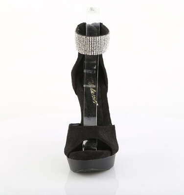 Босоножки Cocktail-525, каблук 5 дюймов, PF d'Orsay, босоножкии с RS, молния сзади, чёрная искусственная замша