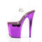 Босоніжки Pleaser Flamingo-808 на підборах 8 дюймів, босоніжки з ремінцем на щиколотці 4 дюйми з хромованою підошвою, прозорі/фіолетові