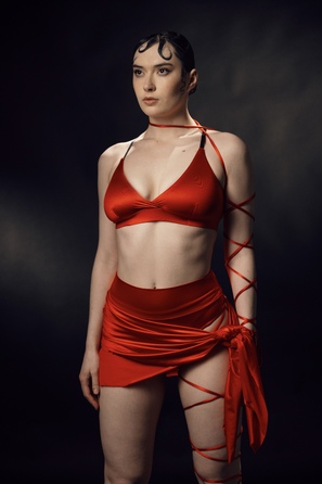 SKINN top Red silk_ червоний біфлекс шовк