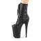 Чоботи Pleaser Infinity-1020PK на підборах 9 дюймів, черевики на шнурівці 5 1/4 дюйма спереду, блискавка збоку, чорні, веганська шкіра/чорний колір