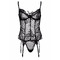 Корсет напівпрозорий Daring Intimates, зі стрінгами, чорний, S/M
