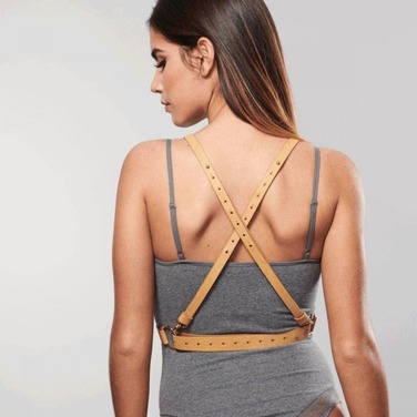 Портупея з перехресним плетивом на грудях MAZE Bijoux Indiscrets бежева