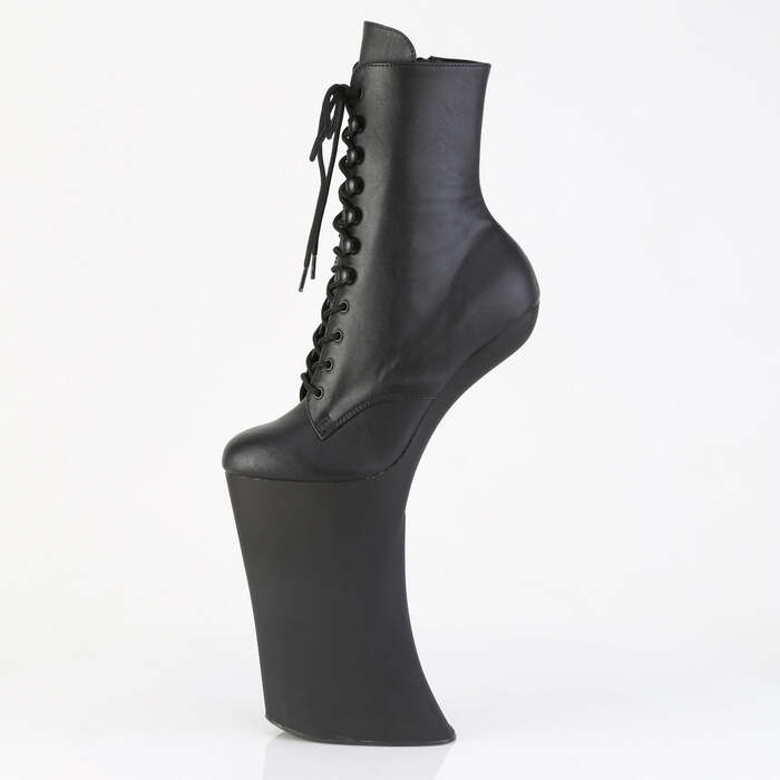 Чоботи Forbidden-1020 без підборів, 11 дюймів, зі шнурівкою спереду 6 1/4 дюйма, з внутрішньою блискавкою, чорні, веганська шкіра