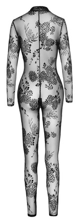 Комбінезон сексуальний напівпрозорий L F237 Noir Handmade, з візерунком та блискавкою