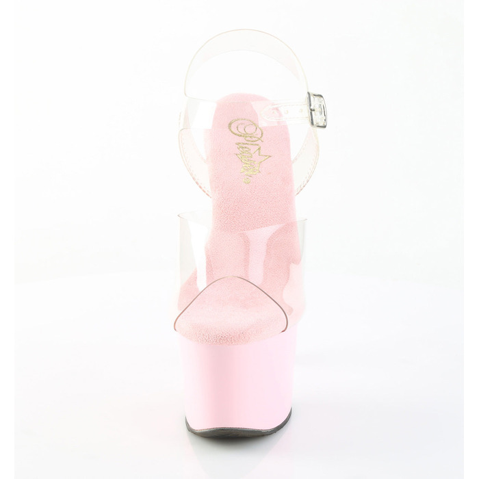 Босоножки Sky-308, каблук 7 дюймов, ремешок на щиколотке шириной 2 3/4 дюйма, прозрачный/бледно-розовый