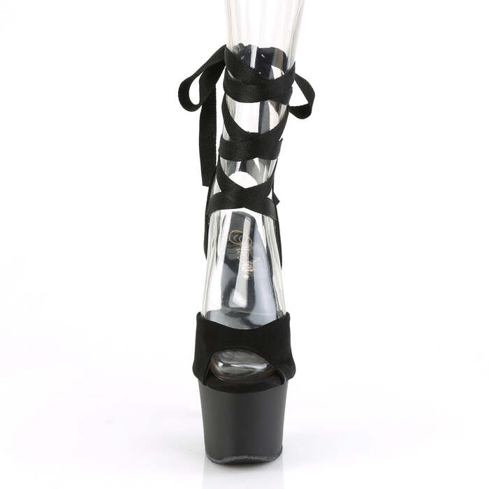 Босоніжки Sky-334 на підборах 7 дюймів, 2 3/4 дюйма з перехресним покриттям на щиколотці, чорні замшеві/чорні