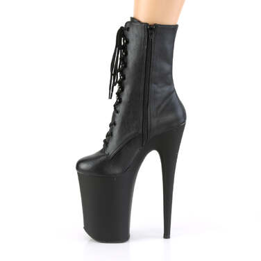 Ботинки Infinity-1020PK, каблук 9 дюймов, высота ботинок 5 1/4 дюйма, шнуровка спереди, молния сбоку, чёрная искусственная кожа/чёрный