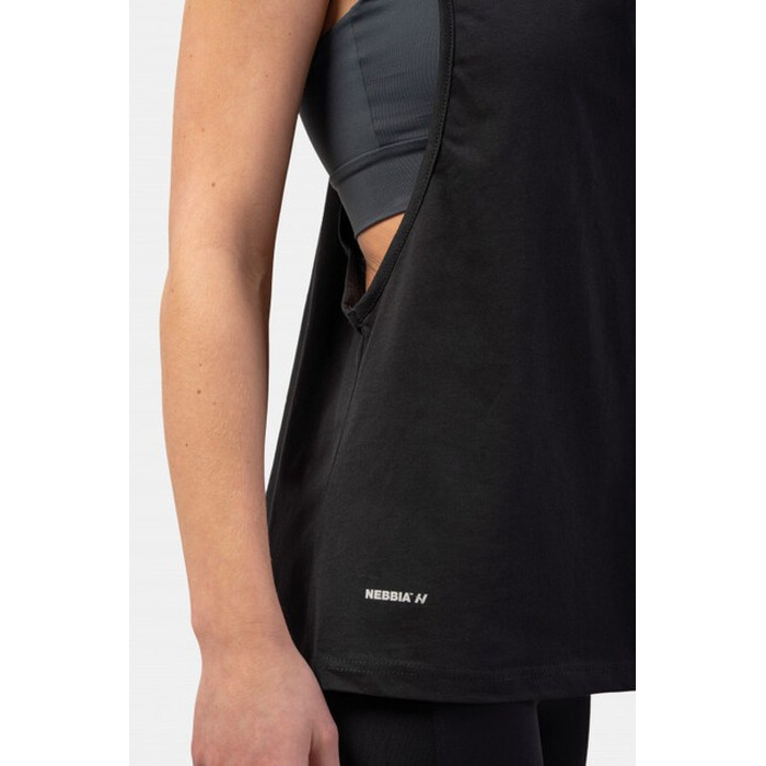 Майка Sleeveless Loose Cross Back Tank Top 'Feeling Good' Black 419