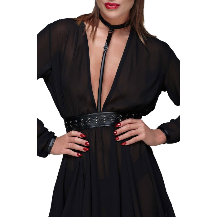 Сукня прозора з поясом F150 Noir Handmade L