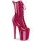 Чоботи Pleaser Flamingo-1040GP на підборах 8 дюймів, черевики до щиколотки зі шнурівкою 4 дюйми, блискавка збоку, колір фуксія