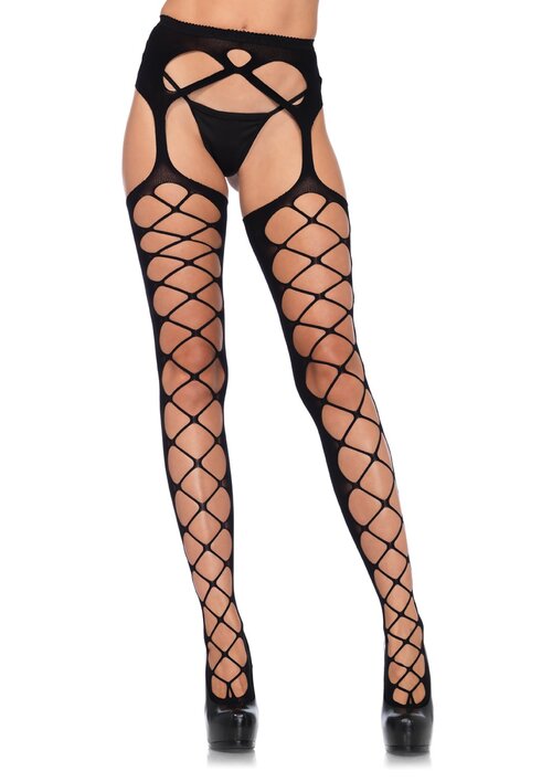 Панчохи Leg Avenue Leg Avenue Diamond Net Opaque Black