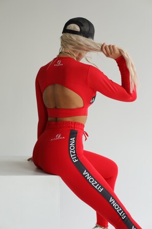 Топ Fitzona RED TOP WITH LONG SLEEVES AND ELASTIC DETAIL