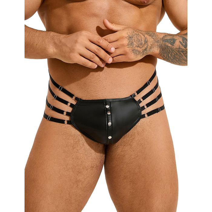 Стринги мужские черные STAR Night с регулирующими резинками по бокам, M