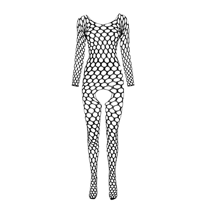 Боди BS077 в крупную сетку, черный