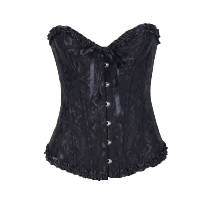 Корсет с цветочным принтом Star Night Corset Top с крючками и шнуровкой, черный, S (без коробки)
