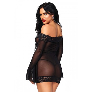 Плаття чорне Leg Avenue Lace Trimmed Off The Shoulder Dress O/S
