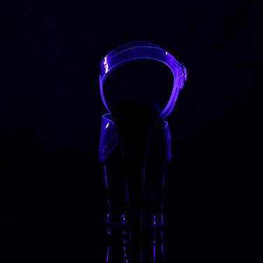 Босоніжки Moon-708FLM на підборах 7 дюймів, з вирізом 2 3/4 дюйма з ремінцем на щиколотці PF, кольору полум'я, прозорі/чорні